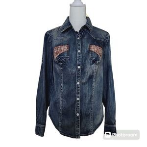 Harley-Davidson Blue Denim Button Down Shirt